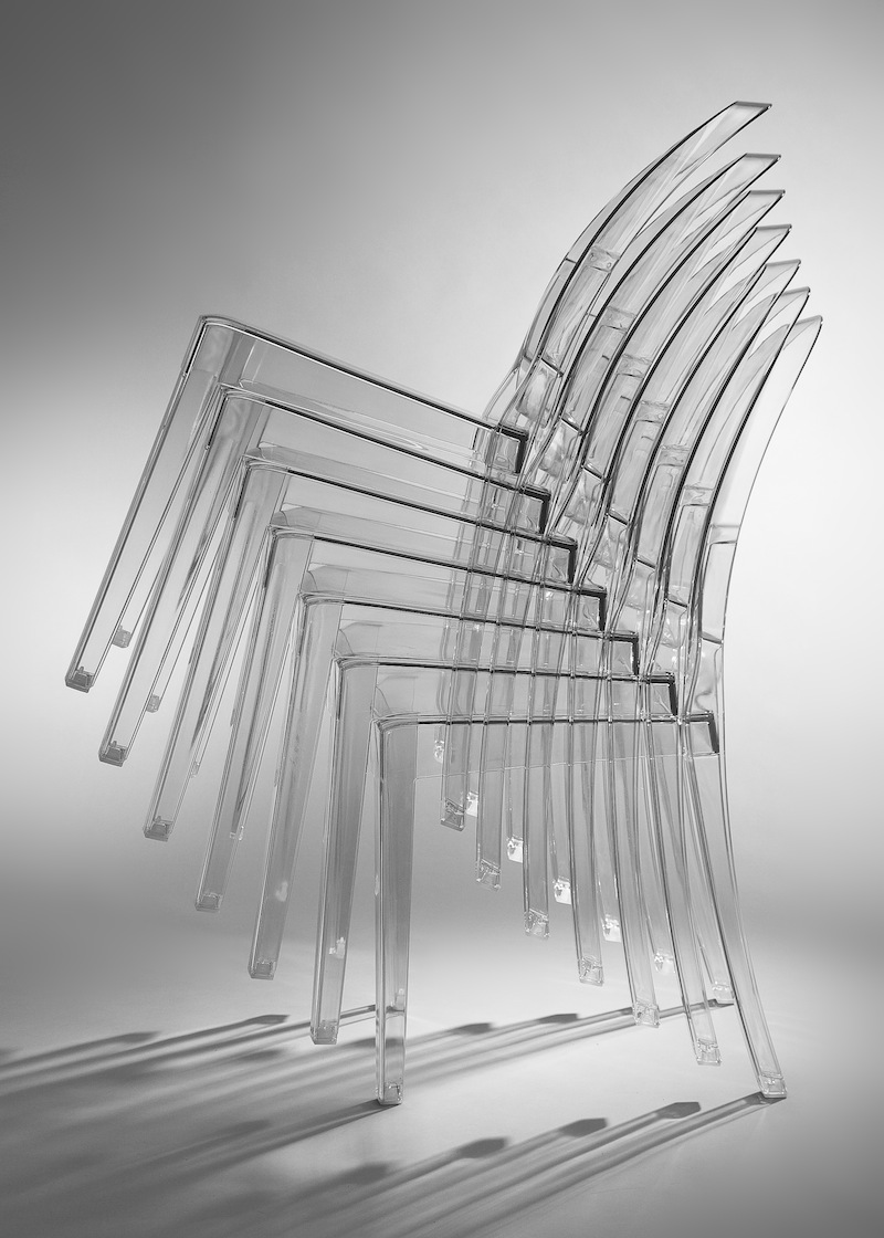 lucite chairs are stackable